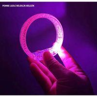 Pembe Led Işıklı Baskı Yapılabilen Pilli Bileklik Bilezik 1,5 Cm Genişlik