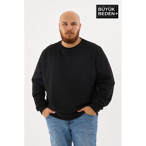 Erkek Büyük Beden Bisiklet Yaka ince Sweatshirt SPR24BSW56
