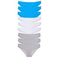 9 Adet Süper Eko Set Likralı Kadın Slip Külot Gri Beyaz Mavi