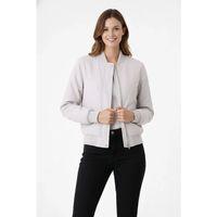 Premium Bomber Ceket Çıtçıt Kapamalı, Ribana Manşetli, Astarlı, Regular Fit Mont - Beyaz