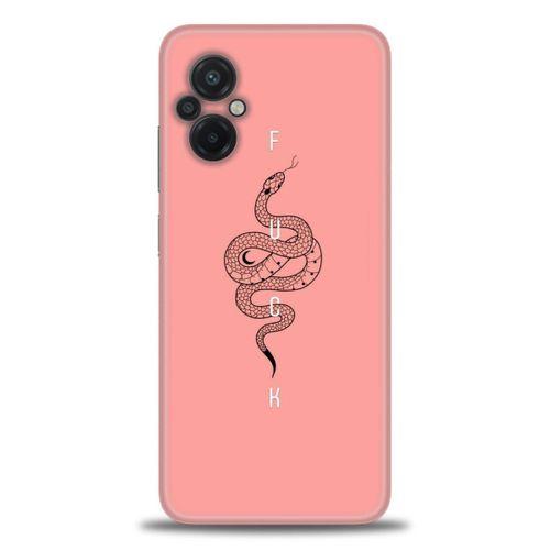Xiaomi Poco M5 Kılıf HD Baskılı Kılıf - Pembe Yılan + Tam Ekran Koruyucu
