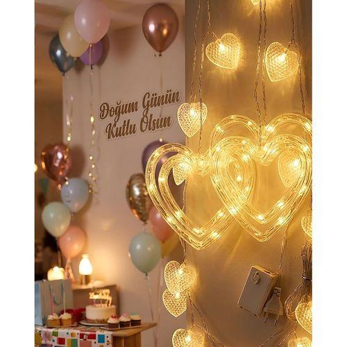 Romantik Kalp Led Işık Neon Görünümlü Dekoratif Oda Lambası