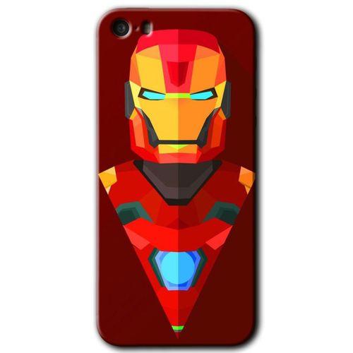 iPhone 5 Kılıf HD Desen Baskılı Arka Kapak - İron Man Çizim + Kırılmaz Cam