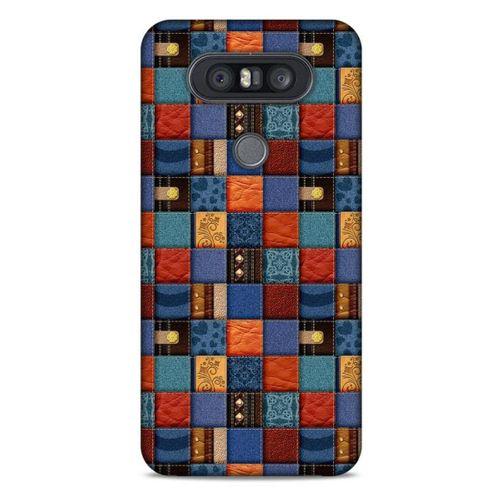 LG K41S - K51S Kılıf Patchwork (16) Kalın Kılıf Turuncu Mavi