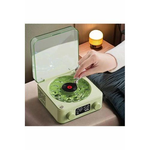 Waves Nostalji Plak Görünümlü Bluetooth Hoparlör 3d Ses Dalgası Retro Müzik Plak Yeşil