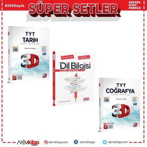 3D Yayınları TYT Coğrafya ve Tarih ile AKM Dil Bilgisi Soru Bankası Seti 3 Kitap