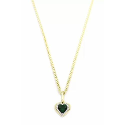 Taşlı Kalp Kolye - Yeşil