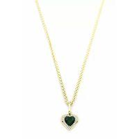 Taşlı Kalp Kolye - Yeşil