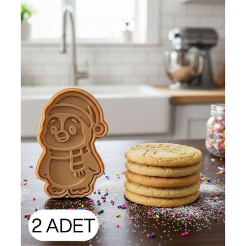 2Li Atkılı Noel Pengueni Şekillendirici Kalıp Kurabiye Hamur Kesici Seti