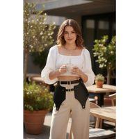 Siyah Kadın Kemer Geniş Panelli Çift Tokalı Bel Aksesuarı - Brf1119