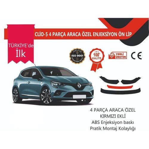 Renault Clio 5 2019 Sonrası 4 Parça Ön Lip Kırmızı
