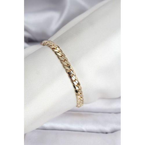 14K Gold Renk Kaplama Ezme Zincir Model Kadın Bileklik