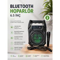 Bluetooth Hoparlör Mikrofonlu Taşınabilir Ses Sistemi Fm Radyo, Usb, Sd Kart Ve Tws Özellikli