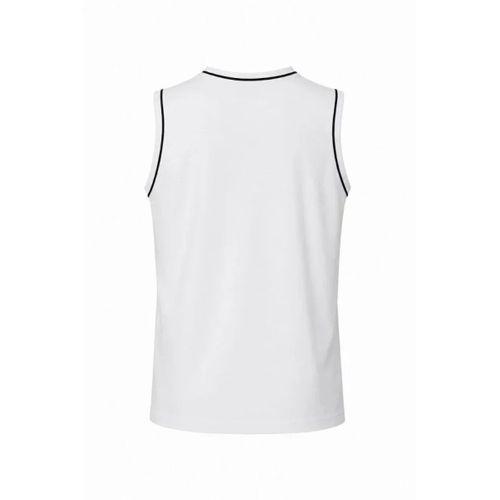 Ön Unisex Pamuklu Bisiklet Yaka Kolsuz Atlet Kontrast Biyeli Regular Fit - Beyaz