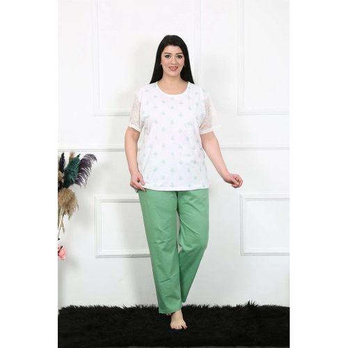 Kadın 5xl-6xl-7xl-8xl Büyük Beden Kısa Kol Pijama Takım Beyaz