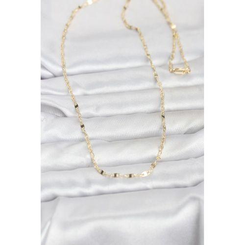 CM 14K Gold Renk Yassı Gemici Zincir Model 60 cm Kadın Kolye