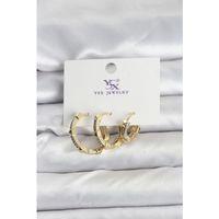 Gold Renk Zirkon Taşlı Kadın Küpe