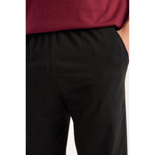 Erkek Bordo Düğmeli Yaka Kısa Kol Pijama Takımı