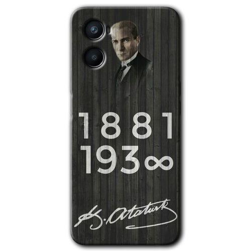 Oppo Reno 3 Kılıf HD Desen Baskılı Arka Kapak - Atatürk Ahşap İmza + Kırılmaz Cam