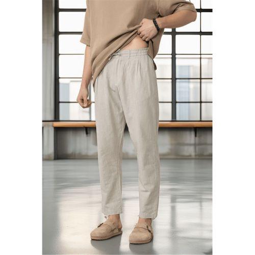 Pamuk Flamli Düz Paça Rahat Kalıp Jogger Erkek Pantolon - Kum Beji