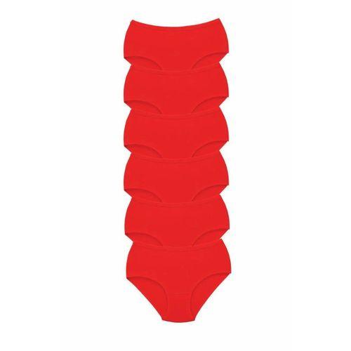 6 Adet Tutku Kadın Yüksek Bel Bato Kalın Lastik Külot Kırmızı