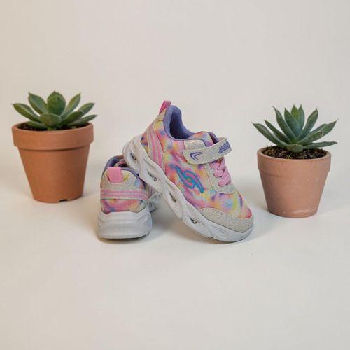 Jamix 125p Pembe-Beyaz Işıklı Cırtlı Kız Çocuk Spor Ayakkabı