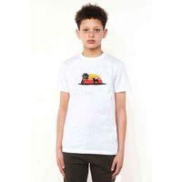 Silhouette Labrador Retriever on Sunset Beach Baskılı Unisex Çocuk Beyaz t-shirt