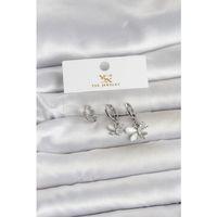 Pirinç Gümüş Renk Kelebek Model 3'lü Kadın Küpe