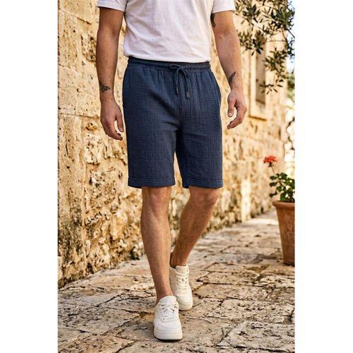 Hafif ve Rahat Duble Paça Müslin Erkek Şort - Lacivert