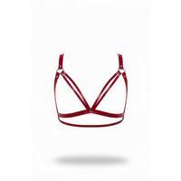 Kırmızı Göğüs Harness Suni Deri Metal Halka Detaylı - Brf238