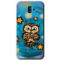 Galaxy J6 Plus Kılıf HD Desen Baskılı Arka Kapak - Owl Bird Stars