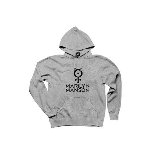 Marilyn Manson Logo 2 Gri Kapşonlu Sweatshirt Hoodie