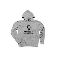Marilyn Manson Logo 2 Gri Kapşonlu Sweatshirt Hoodie