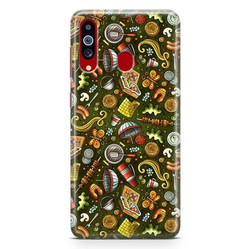 Samsung Galaxy A20s Kılıf Barbekü Doodle Arka Kapak Koruma Desenli Full Koruyucu