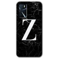 Oppo A16 Kılıf HD Desen Baskılı Arka Kapak - Siyah Mermer Desenli Z Harfi + Kırılmaz Cam