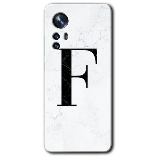 Xiaomi Mi 12 Pro HD Baskılı Kılıf + 9D Tam Ekran Koruyucu - Beyaz Mermer Desenli F Harfi