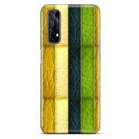 Oppo Realme 7 Kılıf Patchwork (37) Silicone Cover Sarı Lacivert