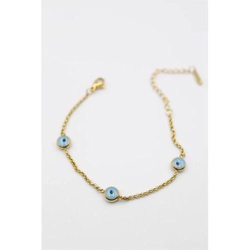 Nazarlı Zincir Çelik Bileklik - Altın