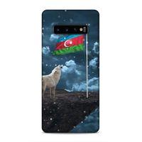 Samsung Galaxy S10 Plus Uyumlu Kılıf Azarbaijan (25) Antişok Kapak Kurt Bayrak