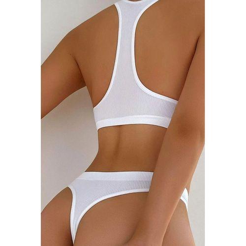 Kadın Beyaz Desteksiz Seamless Tangalı İç Çamaşır Takımı