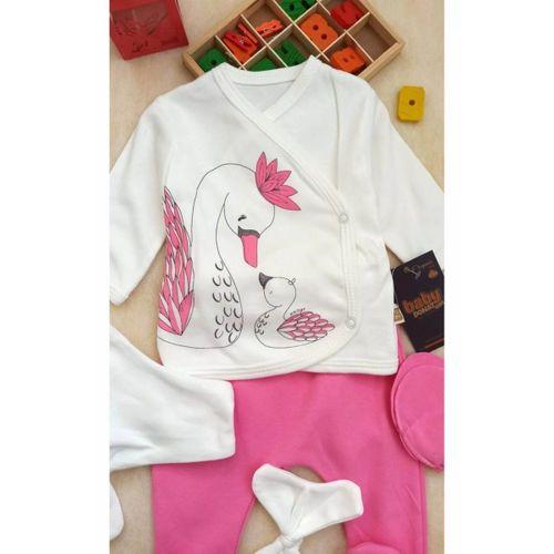 Kuğu Desenli 5'li Kız Bebek Hastane Çıkış Seti
