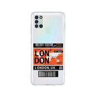 Samsung A21S London Bilet Tasarımlı Premium Şeffaf Silikon Kılıf