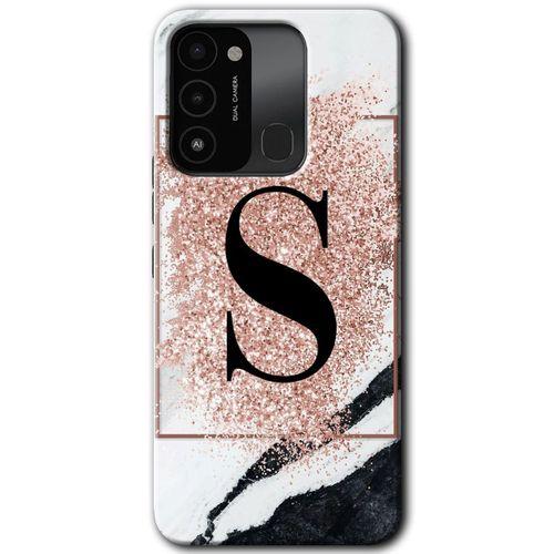 Tecno Spark 8C Kılıf HD Desen Baskılı Arka Kapak - Pembe Mermer Desenli S Harfi