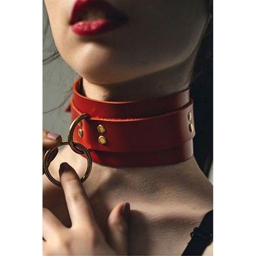 Halka Detaylı Geniş Şerit Şık Deri Choker Tasma - APFT663