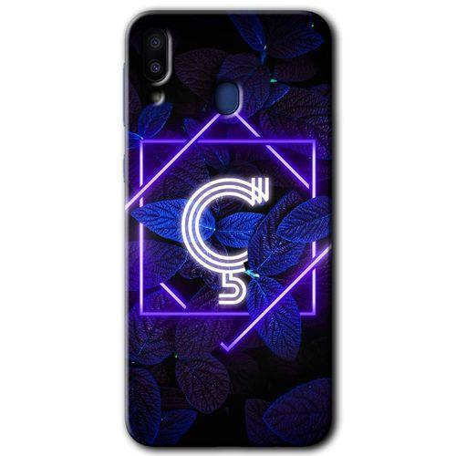Samsung Galaxy M10s HD Baskılı Kılıf + 9D Tam Ekran Koruyucu - Dark Neon Yaprak Ç Harfi