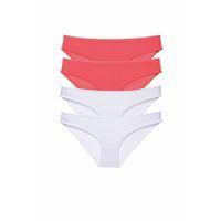 4 adet Eko Set Likralı Kadın Slip Külot Fuşya Beyaz