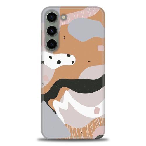 Samsung Galaxy S23 Plus Kılıf HD Baskılı Kılıf - Kahve Beyaz + Tam Ekran Koruyucu