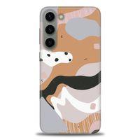 Samsung Galaxy S23 Plus Kılıf HD Baskılı Kılıf - Kahve Beyaz + Tam Ekran Koruyucu