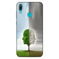 Huawei Y7 2019 Kılıf Depresyon (35) Fit Design Kılıf Toz Pembe Lacivert