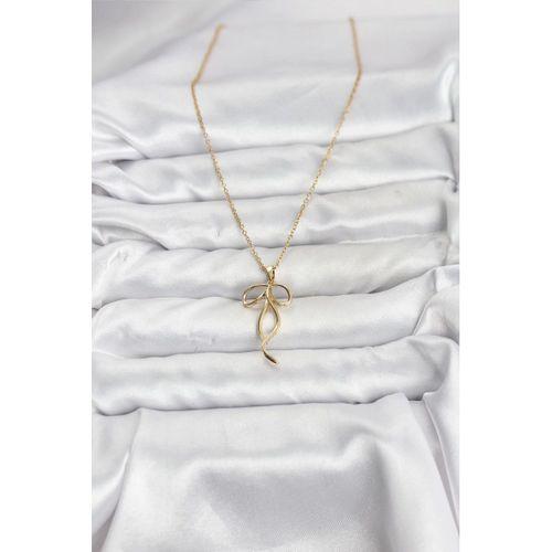 316L Çelik Zincir Gold Renk Fiyonk Model Kadın Kolye